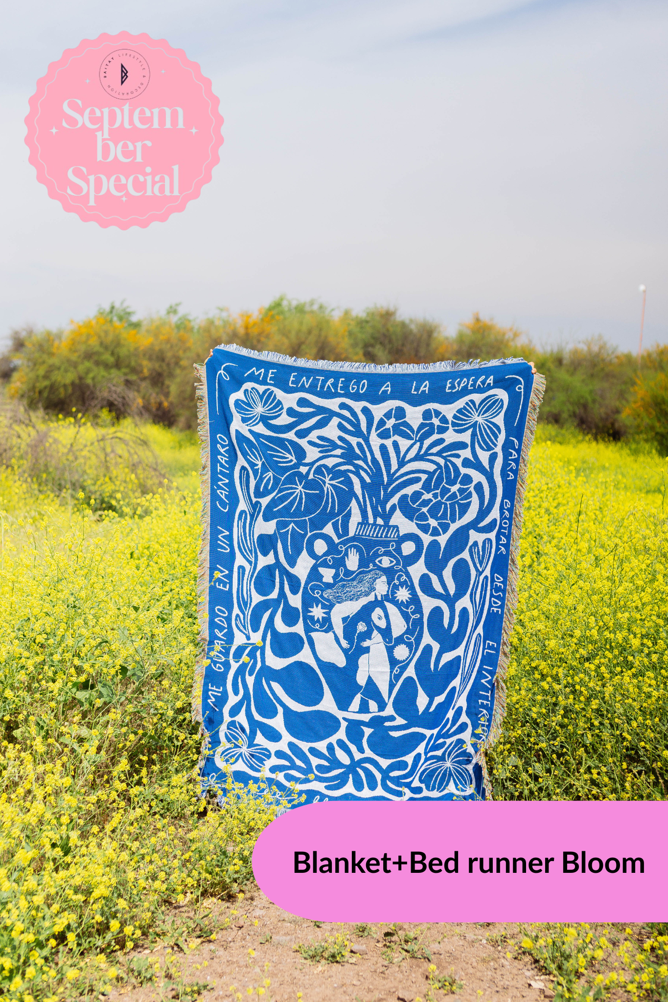 Blanket + bed runner Bloom