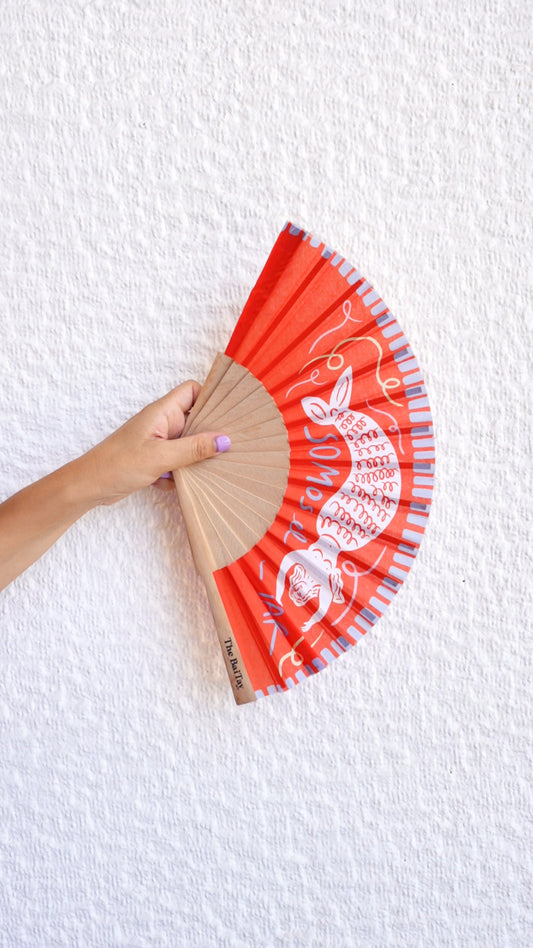Coral hand fan